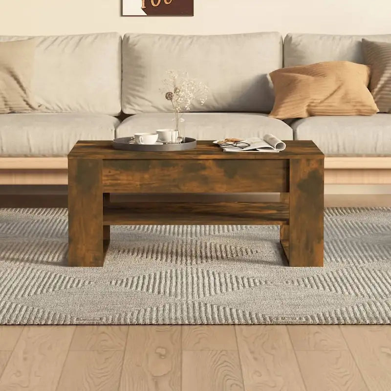 Table basse en bois composite multicolore – Table de salon moderne 40,2x21,7x17,7