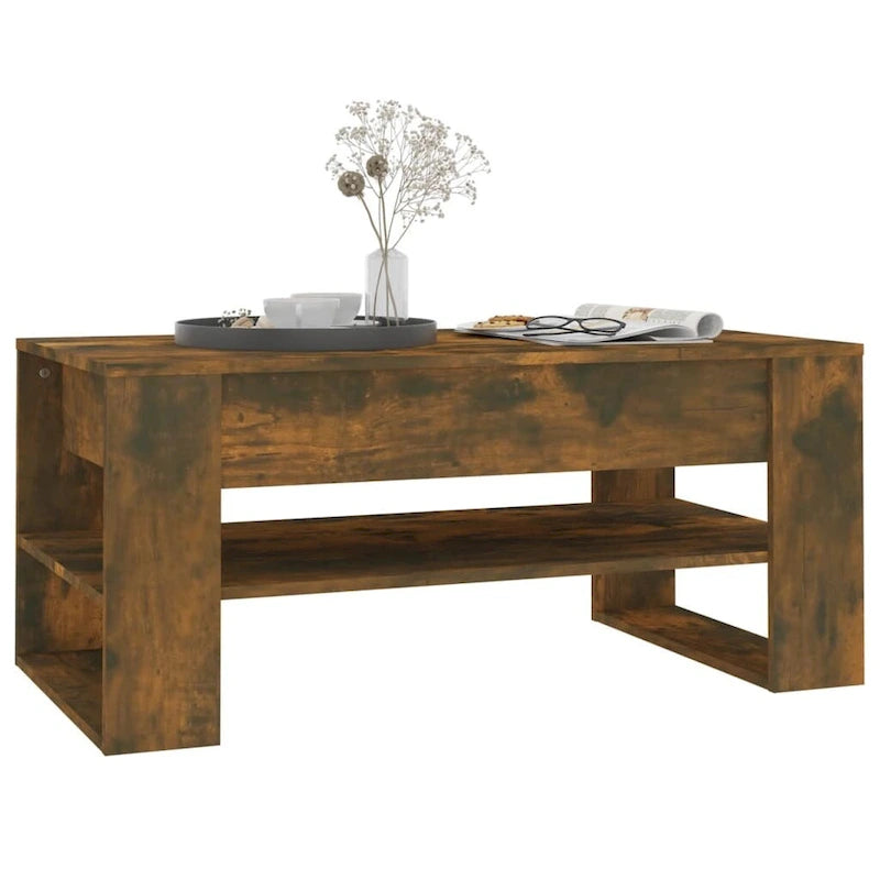 Table basse en bois composite multicolore – Table de salon moderne 40,2x21,7x17,7