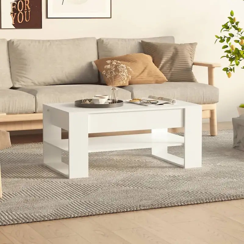 Table basse en bois composite multicolore – Table de salon moderne 40,2x21,7x17,7
