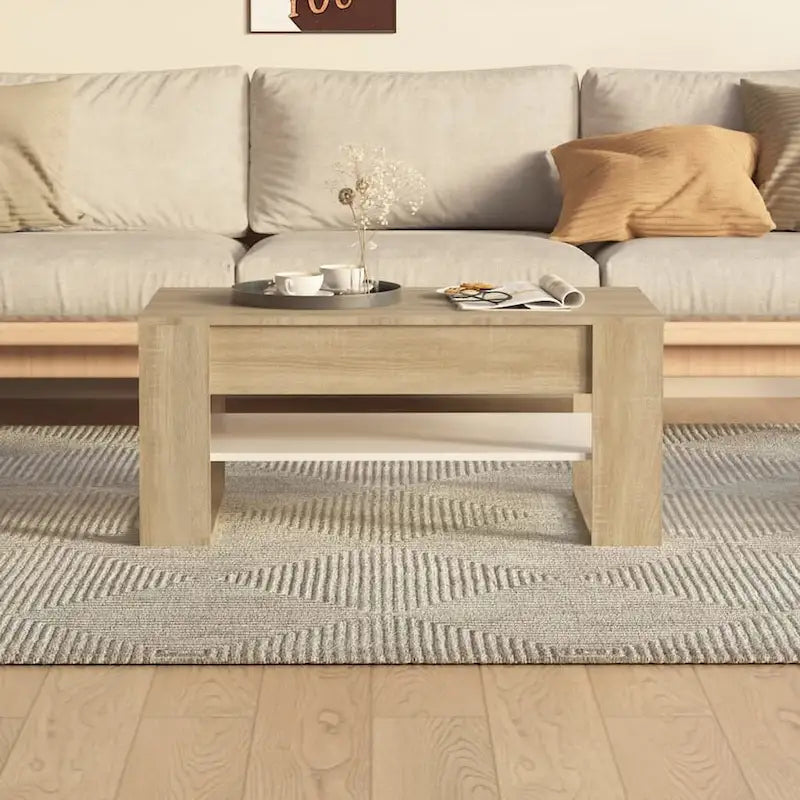 Table basse en bois composite multicolore – Table de salon moderne 40,2x21,7x17,7