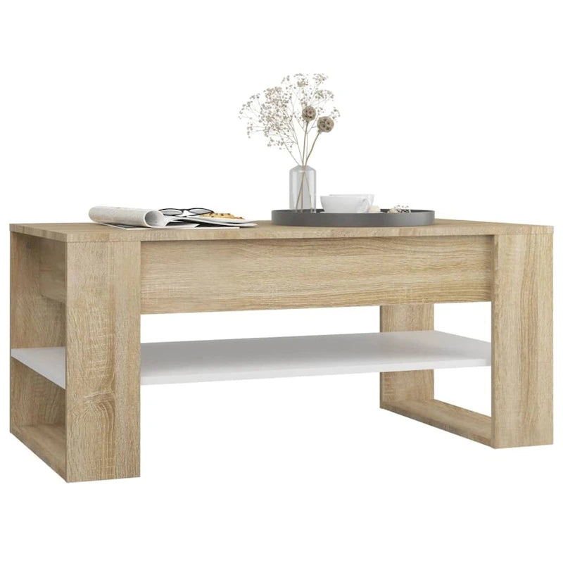 Table basse en bois composite multicolore – Table de salon moderne 40,2x21,7x17,7
