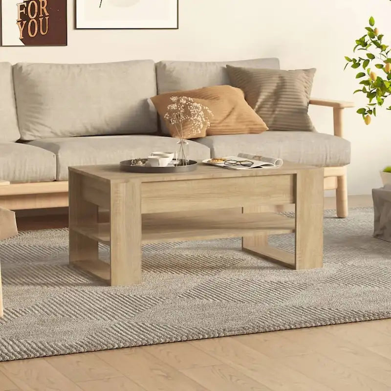 Table basse en bois composite multicolore – Table de salon moderne 40,2x21,7x17,7