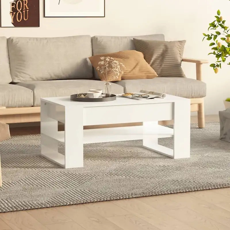 Table basse en bois composite multicolore – Table de salon moderne 40,2x21,7x17,7