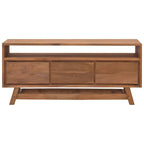 Meuble TV en bois de teck massif 110x30x50 cm – Meuble multimédia bas