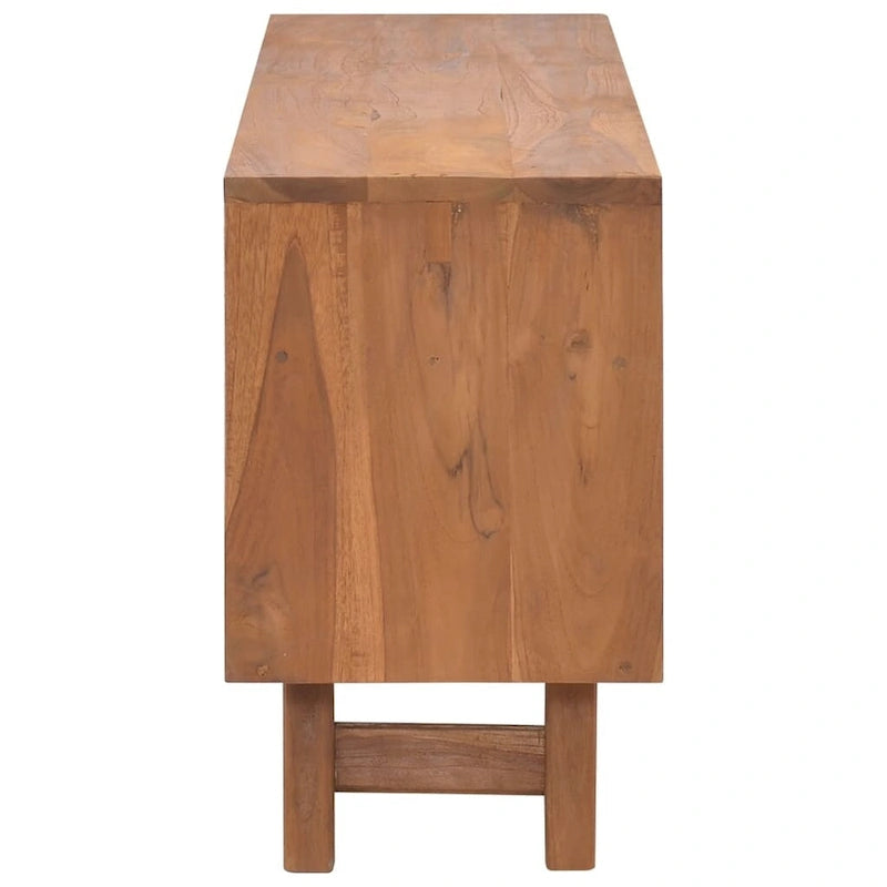 Meuble TV en bois de teck massif 110x30x50 cm – Meuble multimédia bas