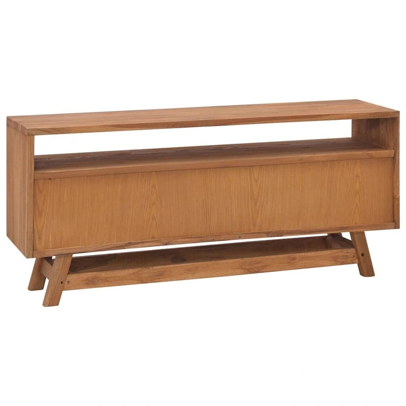 Meuble TV en bois de teck massif 110x30x50 cm – Meuble multimédia bas