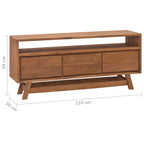 Meuble TV en bois de teck massif 110x30x50 cm – Meuble multimédia bas