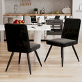 Lot de 2 chaises de salle à manger noires, chaises de salle à manger en velours, sans accoudoirs, chaises d'appoint de cuisine