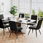 Lot de 2 chaises de salle à manger noires, chaises de salle à manger en velours, sans accoudoirs, chaises d'appoint de cuisine