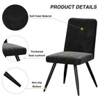 Lot de 2 chaises de salle à manger noires, chaises de salle à manger en velours, sans accoudoirs, chaises d'appoint de cuisine