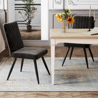 Lot de 2 chaises de salle à manger noires, chaises de salle à manger en velours, sans accoudoirs, chaises d'appoint de cuisine
