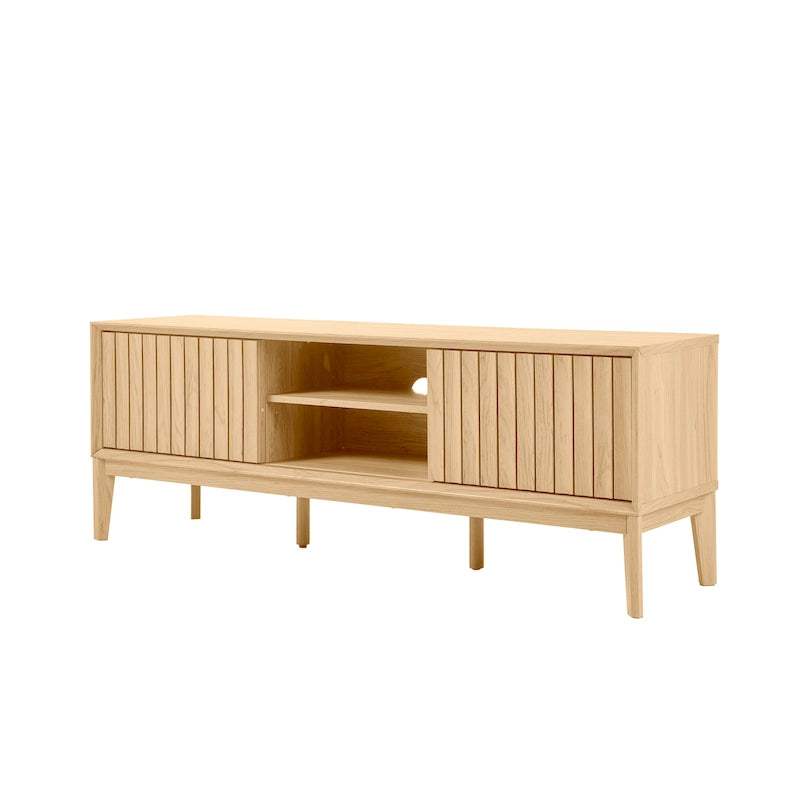 Meuble TV coulissant de style rustique de 58 po avec gestion des câbles | Convient aux téléviseurs jusqu'à 65 po | MDF | 3 couleurs