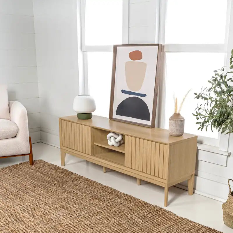 Meuble TV coulissant de style rustique de 58 po avec gestion des câbles | Convient aux téléviseurs jusqu'à 65 po | MDF | 3 couleurs