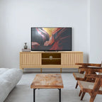 Meuble TV coulissant de style rustique de 58 po avec gestion des câbles | Convient aux téléviseurs jusqu'à 65 po | MDF | 3 couleurs