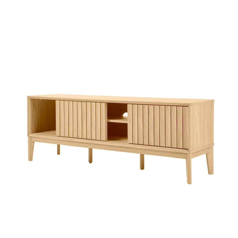 Meuble TV coulissant de style rustique de 58 po avec gestion des câbles | Convient aux téléviseurs jusqu'à 65 po | MDF | 3 couleurs