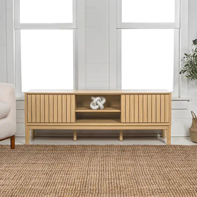 Meuble TV coulissant de style rustique de 58 po avec gestion des câbles | Convient aux téléviseurs jusqu'à 65 po | MDF | 3 couleurs