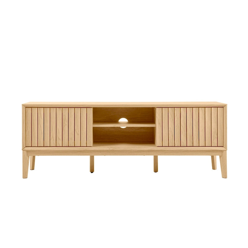 Meuble TV coulissant de style rustique de 58 po avec gestion des câbles | Convient aux téléviseurs jusqu'à 65 po | MDF | 3 couleurs