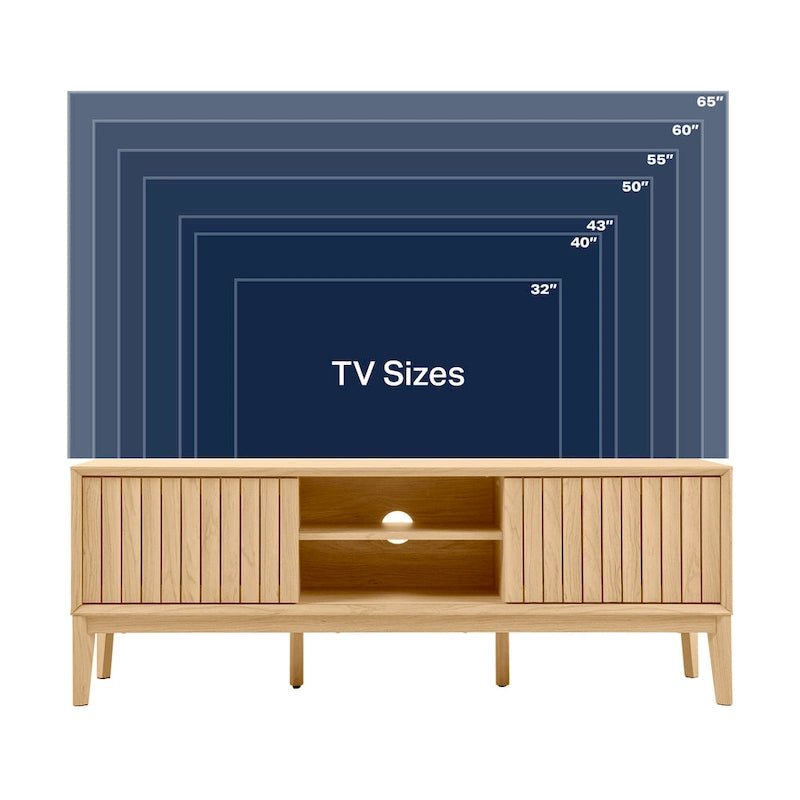 Meuble TV coulissant de style rustique de 58 po avec gestion des câbles | Convient aux téléviseurs jusqu'à 65 po | MDF | 3 couleurs