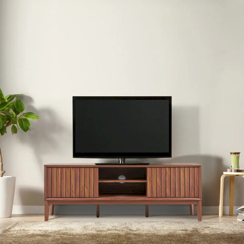 Meuble TV coulissant de style rustique de 58 po avec gestion des câbles | Convient aux téléviseurs jusqu'à 65 po | MDF | 3 couleurs