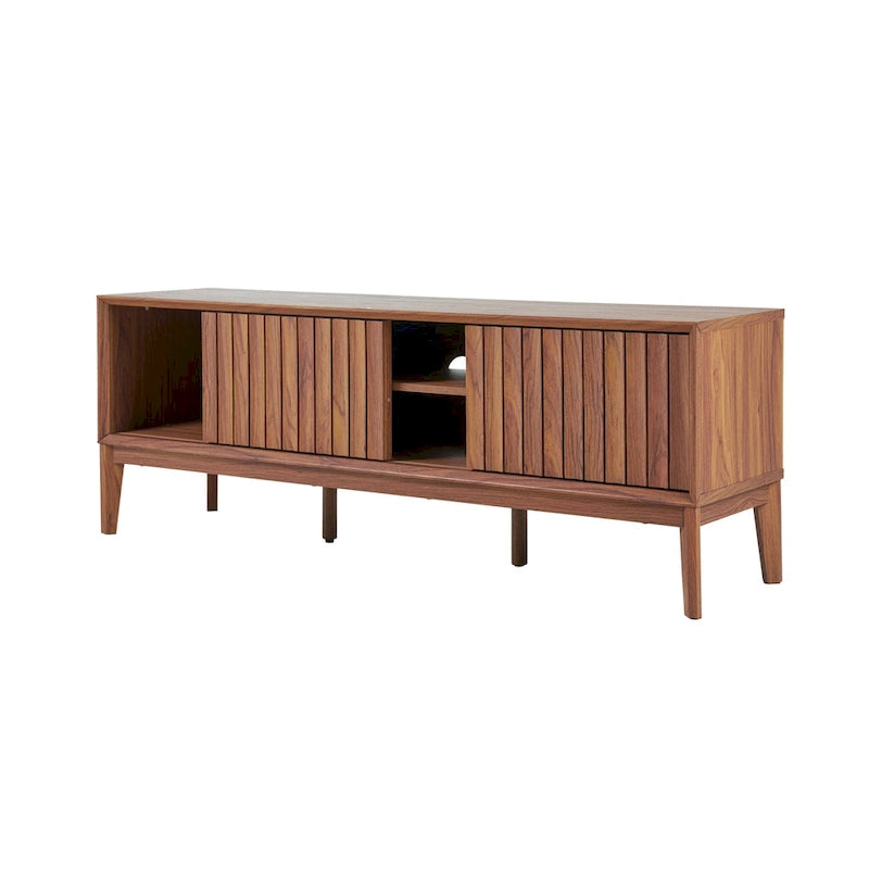 Meuble TV coulissant de style rustique de 58 po avec gestion des câbles | Convient aux téléviseurs jusqu'à 65 po | MDF | 3 couleurs