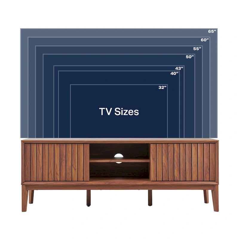 Meuble TV coulissant de style rustique de 58 po avec gestion des câbles | Convient aux téléviseurs jusqu'à 65 po | MDF | 3 couleurs