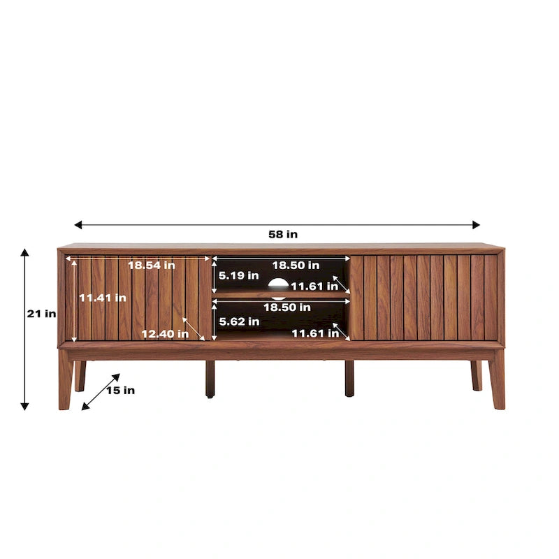 Meuble TV coulissant de style rustique de 58 po avec gestion des câbles | Convient aux téléviseurs jusqu'à 65 po | MDF | 3 couleurs