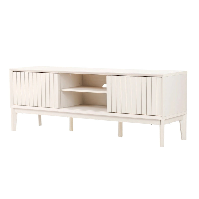 Meuble TV coulissant de style rustique de 58 po avec gestion des câbles | Convient aux téléviseurs jusqu'à 65 po | MDF | 3 couleurs