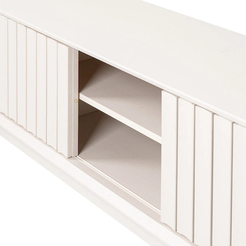 Meuble TV coulissant de style rustique de 58 po avec gestion des câbles | Convient aux téléviseurs jusqu'à 65 po | MDF | 3 couleurs