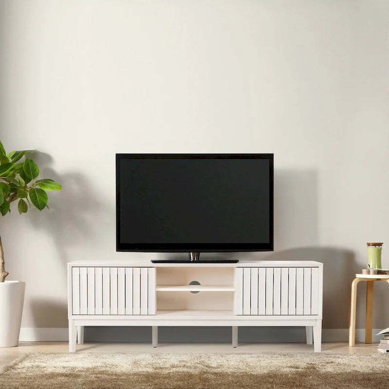 Meuble TV coulissant de style rustique de 58 po avec gestion des câbles | Convient aux téléviseurs jusqu'à 65 po | MDF | 3 couleurs
