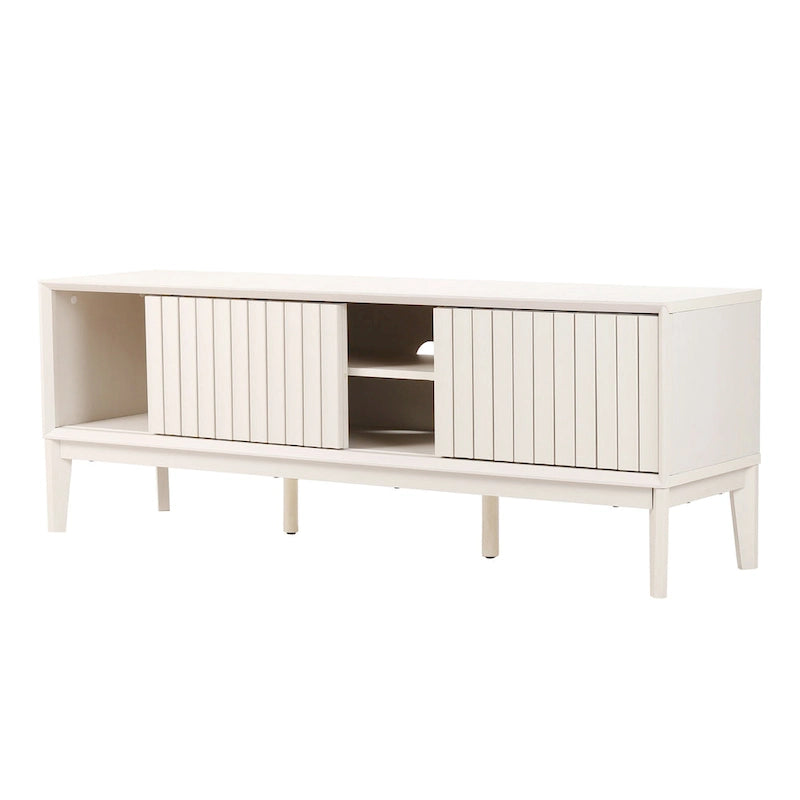 Meuble TV coulissant de style rustique de 58 po avec gestion des câbles | Convient aux téléviseurs jusqu'à 65 po | MDF | 3 couleurs