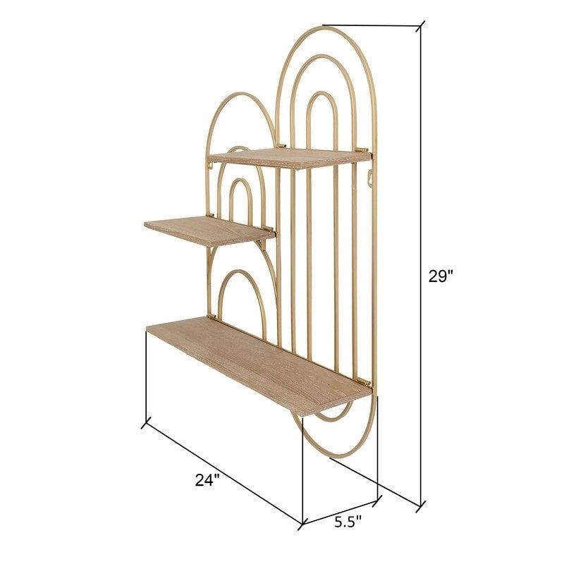 Étagère murale superposée ovale en métal moderne Ovella – 73,66 H x 60,96 L x 13,97 P