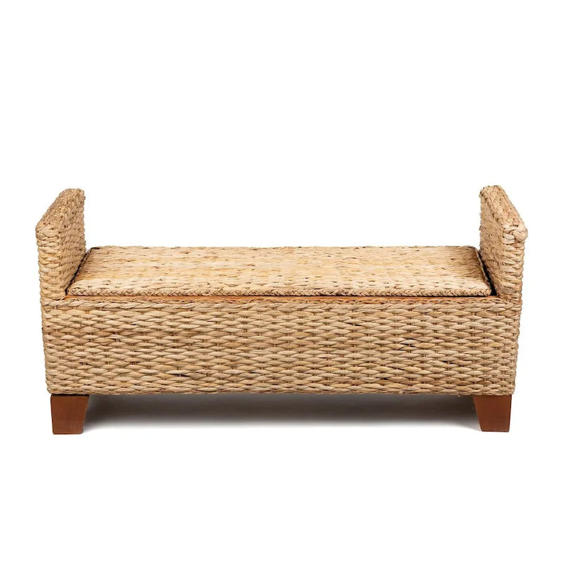 Banc de rangement en osier ottoman en rotin - Grand modèle
