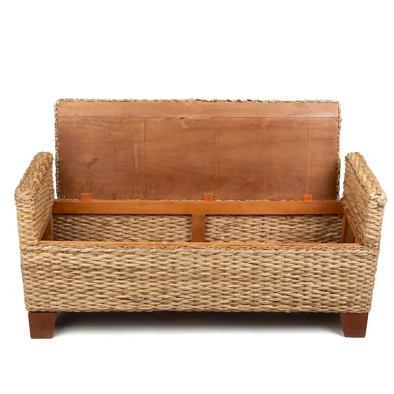 Banc de rangement en osier ottoman en rotin - Grand modèle