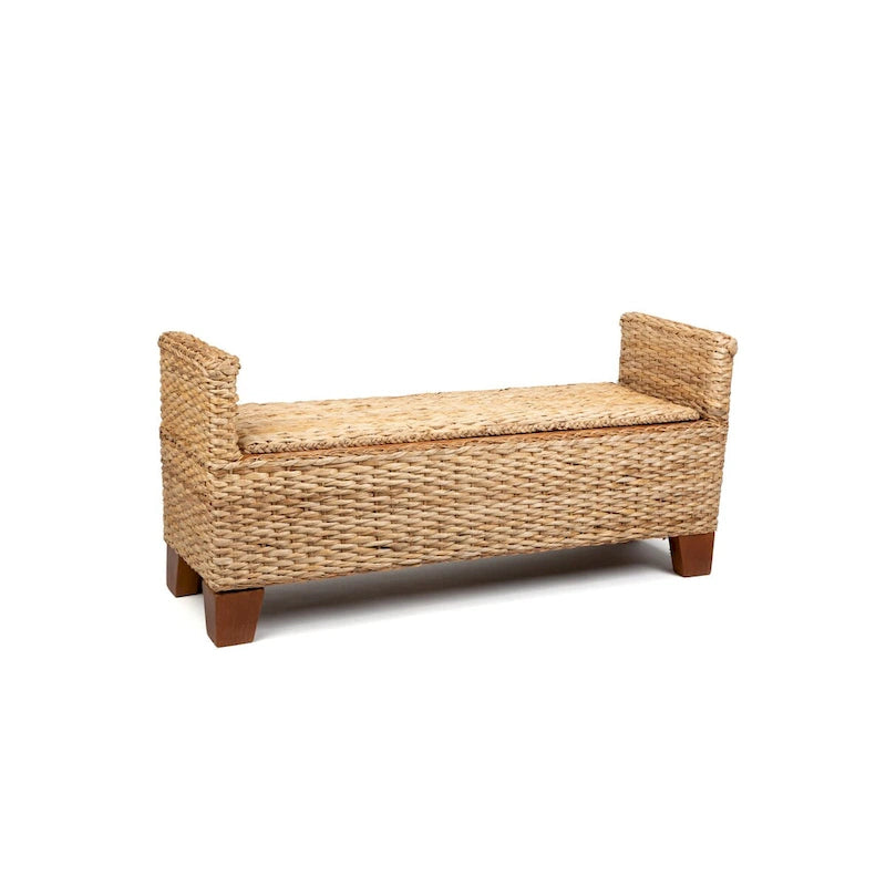 Banc de rangement en osier ottoman en rotin - Grand modèle