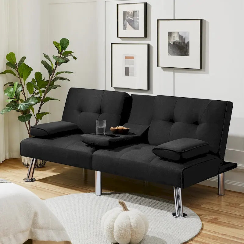 Canapé-lit futon convertible en tissu – Canapé-lit pliant pour salon
