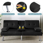 Canapé-lit futon convertible en tissu – Canapé-lit pliant pour salon