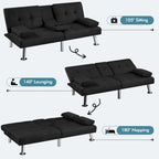 Canapé-lit futon convertible en tissu – Canapé-lit pliant pour salon