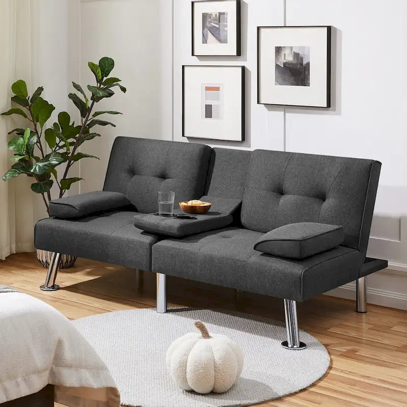 Canapé-lit futon convertible en tissu – Canapé-lit pliant pour salon