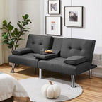 Canapé-lit futon convertible en tissu – Canapé-lit pliant pour salon