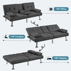 Canapé-lit futon convertible en tissu – Canapé-lit pliant pour salon