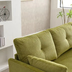 Canapé d'angle modulaire en velours côtelé avec méridienne de rangement, Vert olive