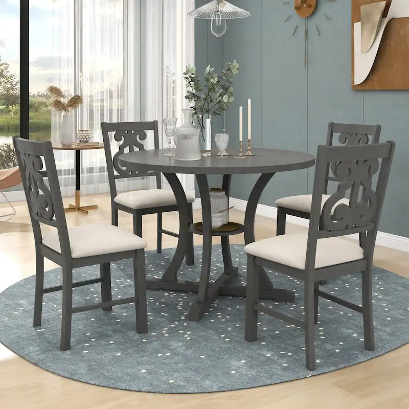 Ensemble table et chaises rondes 5 pièces