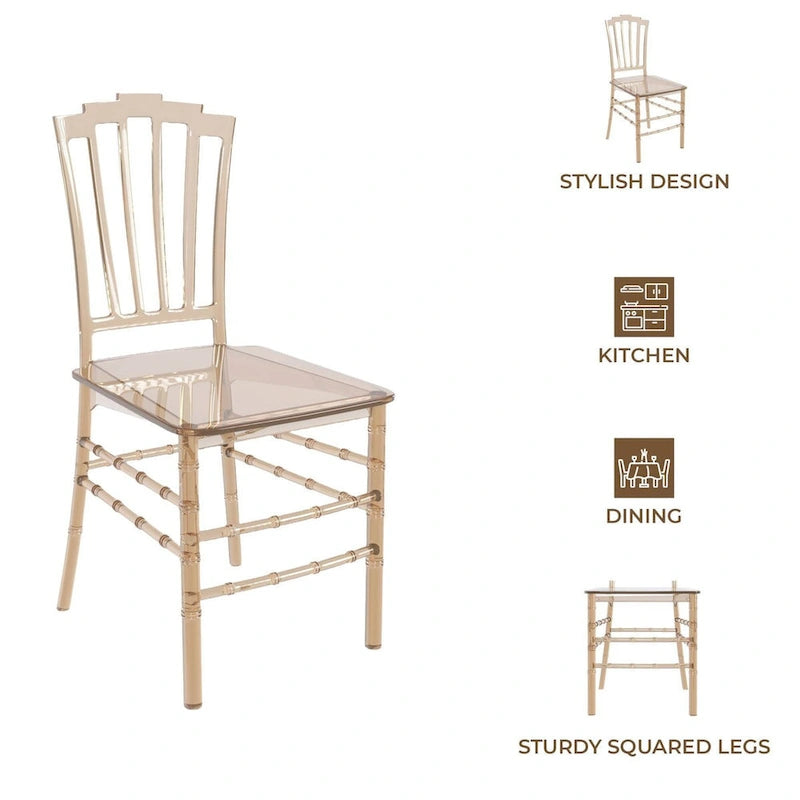 Chaise de salle à manger Synth Modern en acrylique transparent avec dossier Windsor – Chaise d'appoint transparente