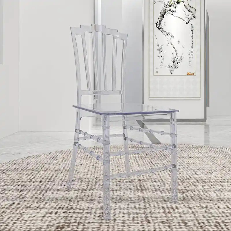 Chaise de salle à manger Synth Modern en acrylique transparent avec dossier Windsor – Chaise d'appoint transparente