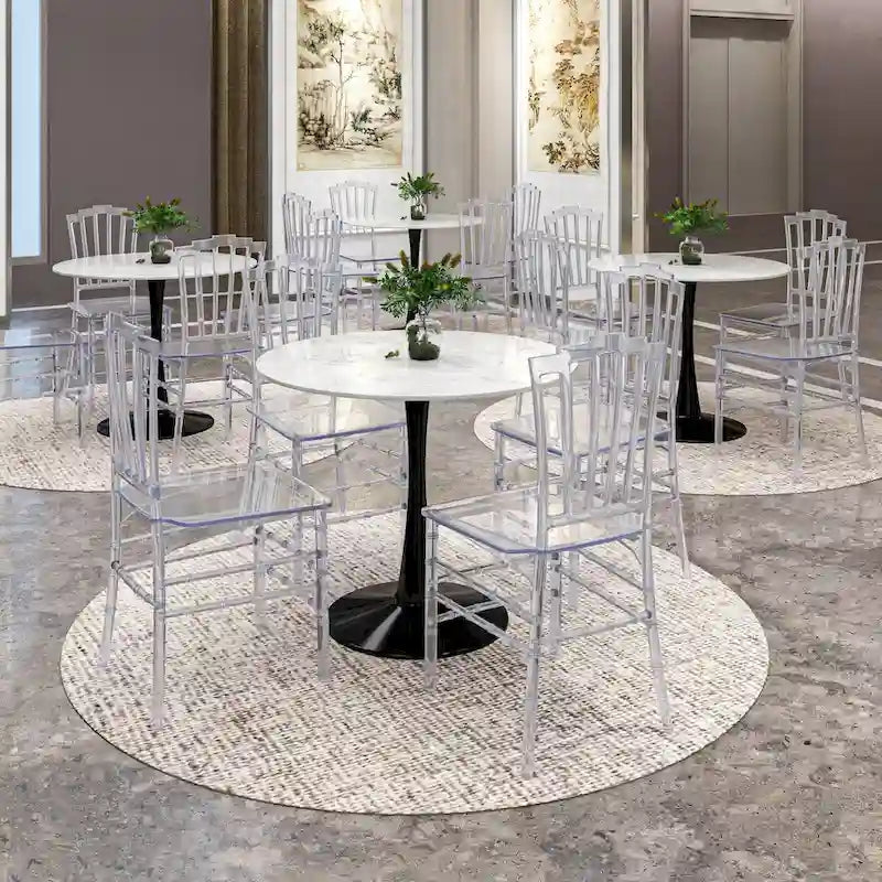 Chaise de salle à manger Synth Modern en acrylique transparent avec dossier Windsor – Chaise d'appoint transparente