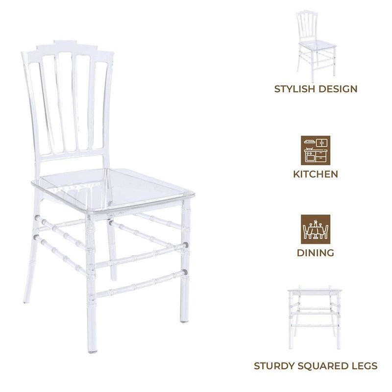 Chaise de salle à manger Synth Modern en acrylique transparent avec dossier Windsor – Chaise d'appoint transparente