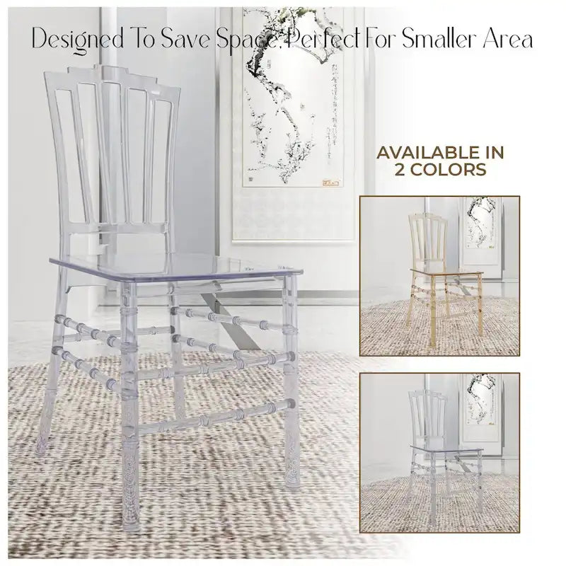 Chaise de salle à manger Synth Modern en acrylique transparent avec dossier Windsor – Chaise d'appoint transparente