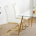 Chaises de salle à manger modernes en similicuir rembourrées avec pieds en métal doré, lot de 2
