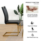 Chaises de salle à manger modernes en similicuir rembourrées avec pieds en métal doré, lot de 2