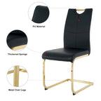 Chaises de salle à manger modernes en similicuir rembourrées avec pieds en métal doré, lot de 2